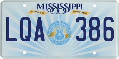 MS license plate LQA386