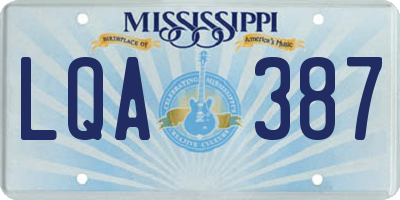 MS license plate LQA387