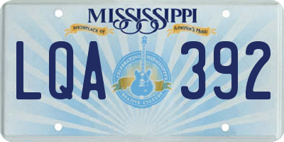 MS license plate LQA392