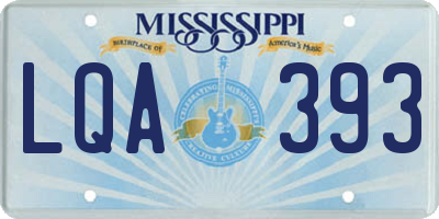 MS license plate LQA393