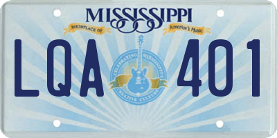 MS license plate LQA401