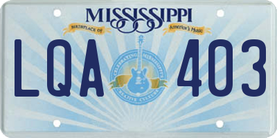 MS license plate LQA403