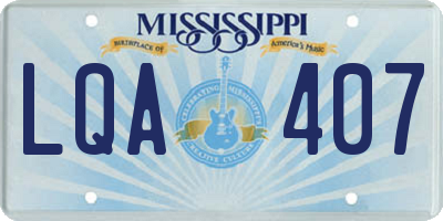MS license plate LQA407