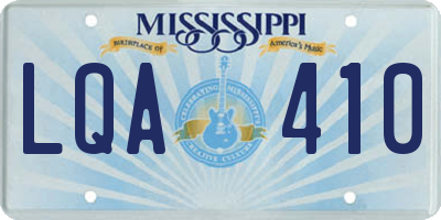 MS license plate LQA410