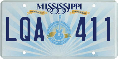 MS license plate LQA411