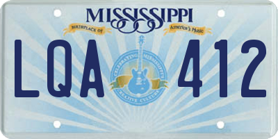 MS license plate LQA412