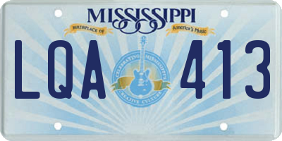 MS license plate LQA413