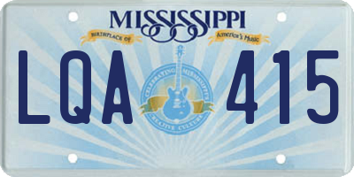 MS license plate LQA415