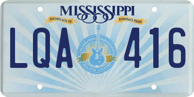 MS license plate LQA416