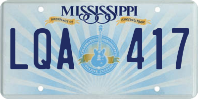 MS license plate LQA417