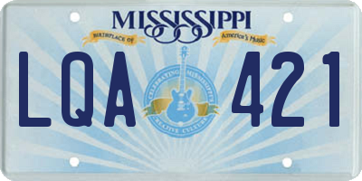 MS license plate LQA421