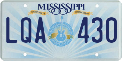 MS license plate LQA430