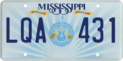 MS license plate LQA431