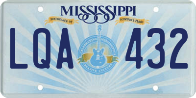 MS license plate LQA432
