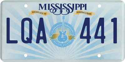 MS license plate LQA441