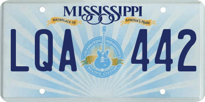 MS license plate LQA442