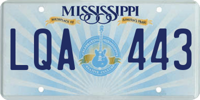 MS license plate LQA443