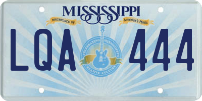 MS license plate LQA444