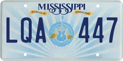 MS license plate LQA447