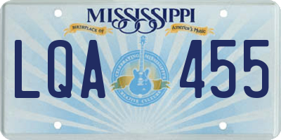 MS license plate LQA455