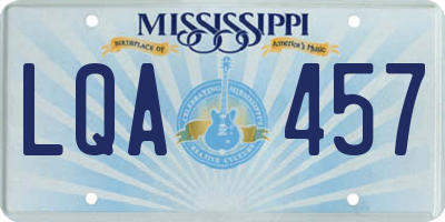 MS license plate LQA457
