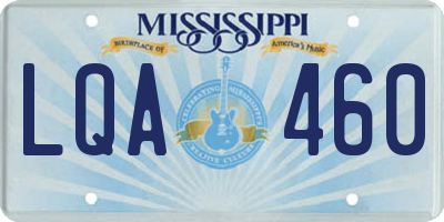 MS license plate LQA460