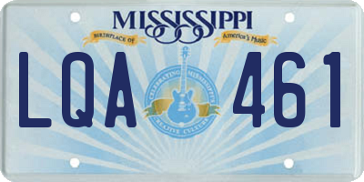 MS license plate LQA461