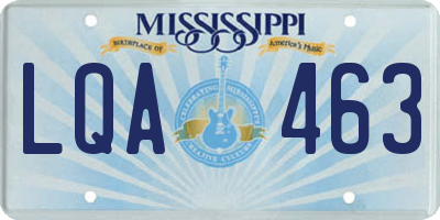 MS license plate LQA463