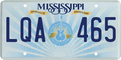 MS license plate LQA465