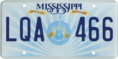 MS license plate LQA466