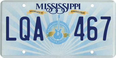 MS license plate LQA467