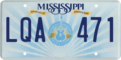 MS license plate LQA471