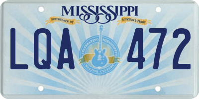 MS license plate LQA472