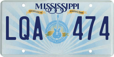 MS license plate LQA474