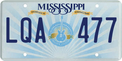 MS license plate LQA477