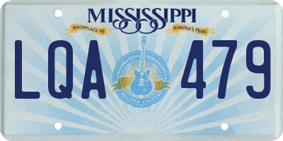 MS license plate LQA479