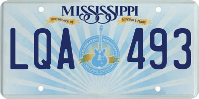 MS license plate LQA493