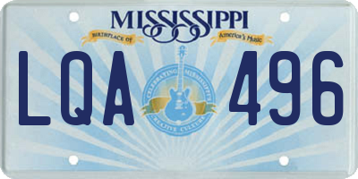 MS license plate LQA496