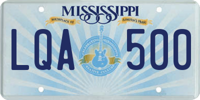 MS license plate LQA500