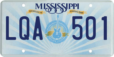 MS license plate LQA501