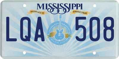 MS license plate LQA508