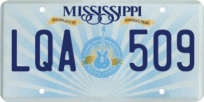MS license plate LQA509