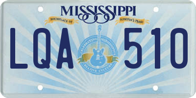 MS license plate LQA510