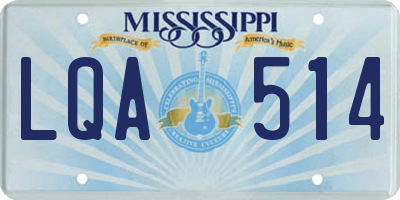 MS license plate LQA514