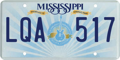 MS license plate LQA517