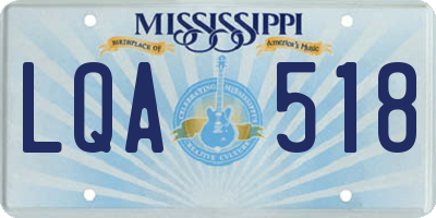 MS license plate LQA518
