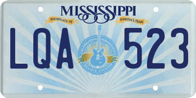 MS license plate LQA523