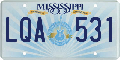 MS license plate LQA531