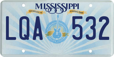 MS license plate LQA532