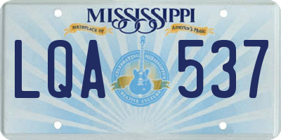 MS license plate LQA537